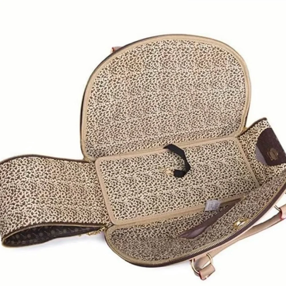 Pet Carrier - Stylish Brown and Cream Design